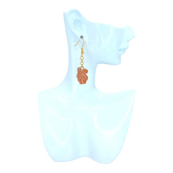 Squirrel Earrings Fall Jewelry Woodland Autumn Accessory - Picture 4 of 4